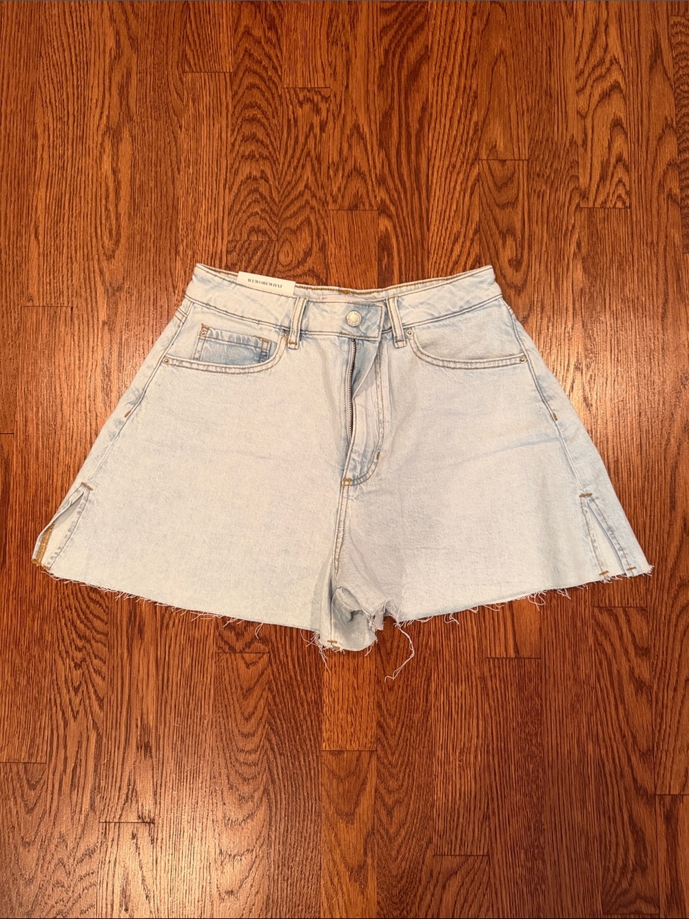 WeWoreWhat Light Blue High-Rise Frayed Denim Shorts